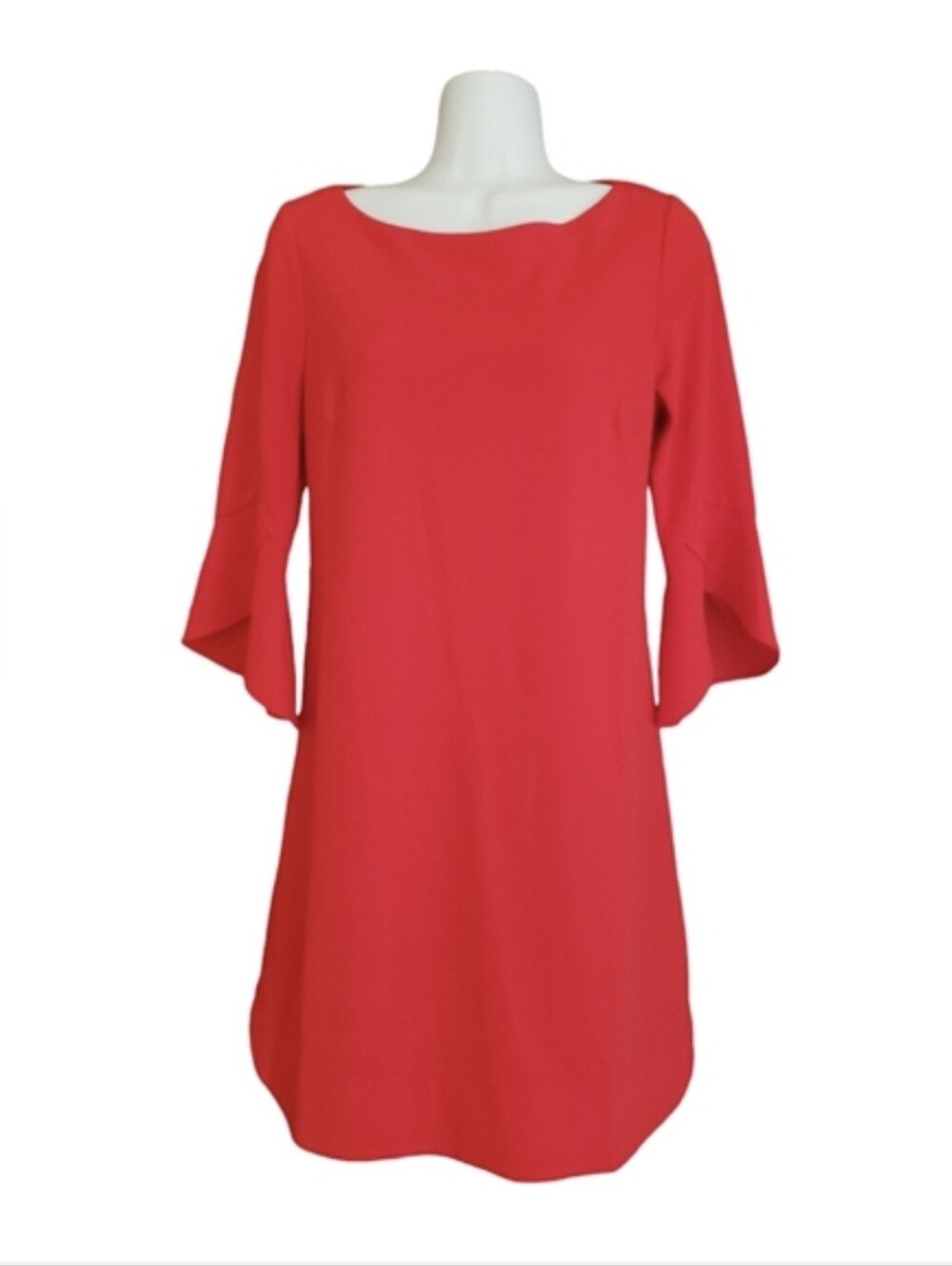 Vince Camuto Sweetheart Red Bell Flutter 3/4 Sleeve Mini Dress Size 8 - Picture 2 of 5